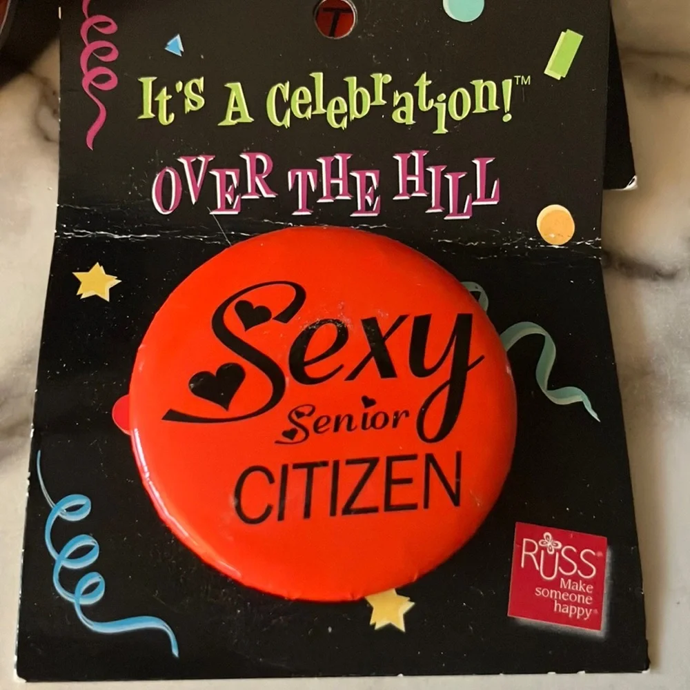 Russ‎ “Sassy & Sexy at 60” party pack: mug, buttons, whistles